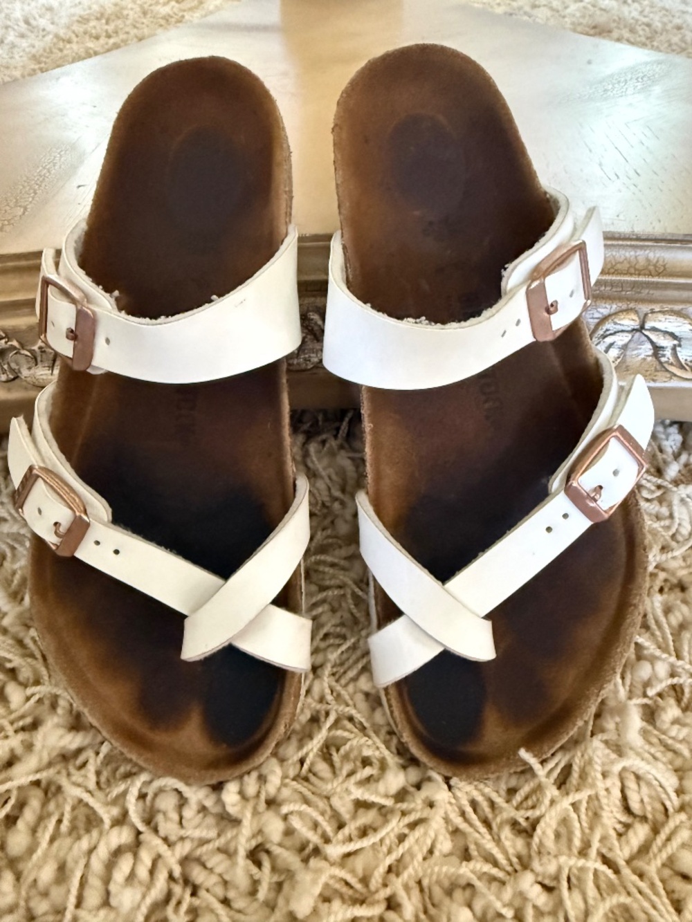 Birkenstock Mayari Birko Flor Graceful Pearl White Sandals Size 34 US 3-3.5